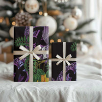 Purple New Zealand Kowhai And Piwakawaka Wrapping Paper Maori Ngaru Paua Shell - Polynesian Pride