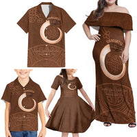 Vanuatu Indipendens Dei Family Matching Off Shoulder Maxi Dress and Hawaiian Shirt Yumi 44th Sand Drawing Turtle Mix Lapita