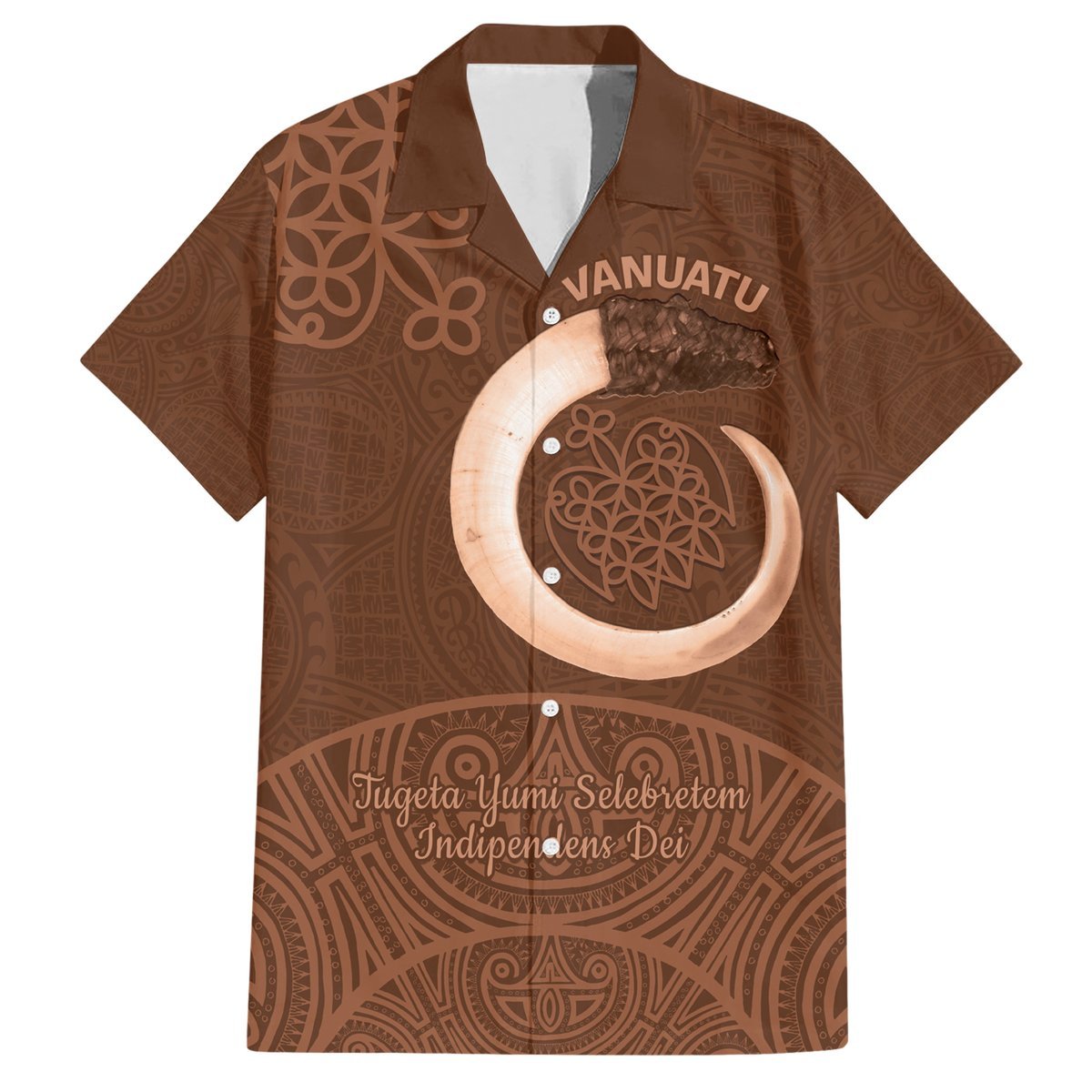 Vanuatu Indipendens Dei Hawaiian Shirt Yumi Sand Drawing Turtle Mix Lapita LT14 Brown - Polynesian Pride