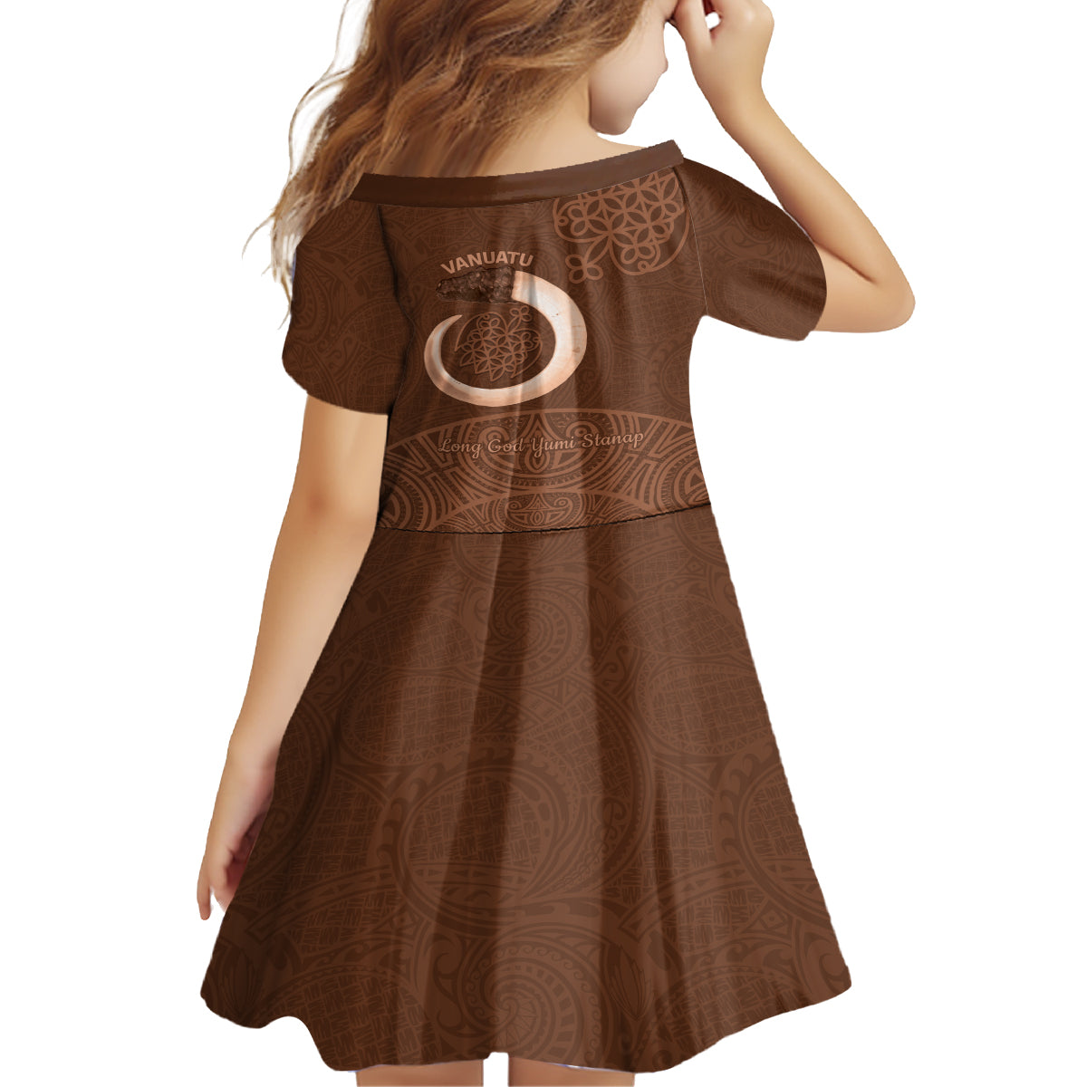 Vanuatu Indipendens Dei Kid Short Sleeve Dress Yumi 44th Sand Drawing Turtle Mix Lapita