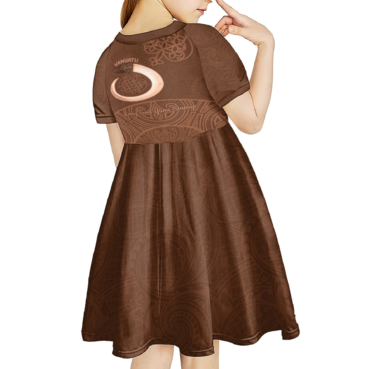 Vanuatu Indipendens Dei Kid Short Sleeve Dress Yumi 44th Sand Drawing Turtle Mix Lapita
