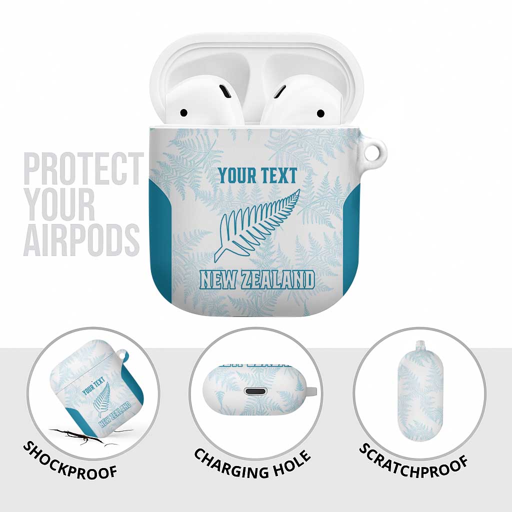 Custom New Zealand Silver Fern Football AirPods Case Come On All White - Polynesian Pride
