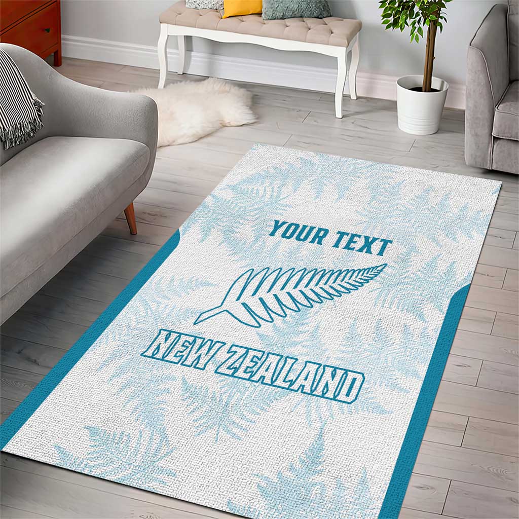 Custom New Zealand Silver Fern Football Area Rug Come On All White