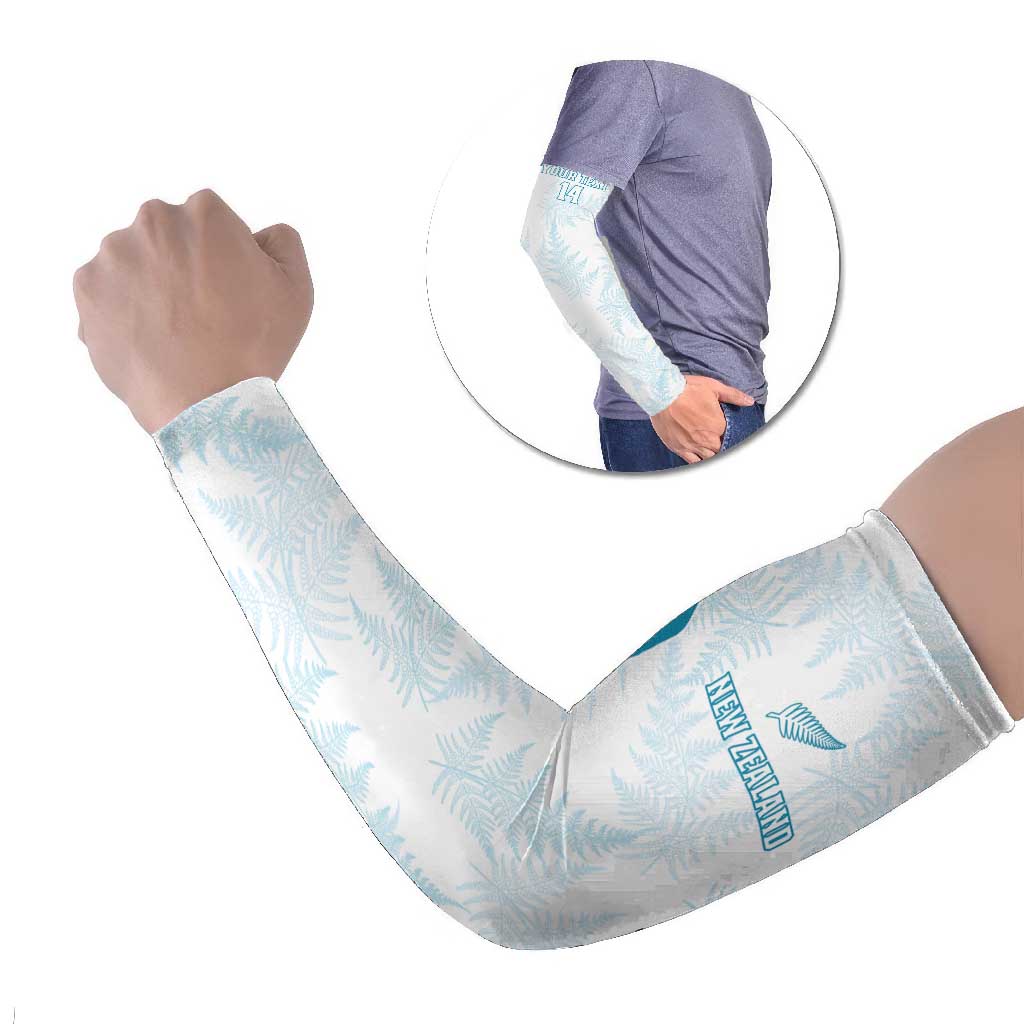 Custom New Zealand Silver Fern Football Arm Sleeves Come On All White LT14 Set of 2 White - Polynesian Pride
