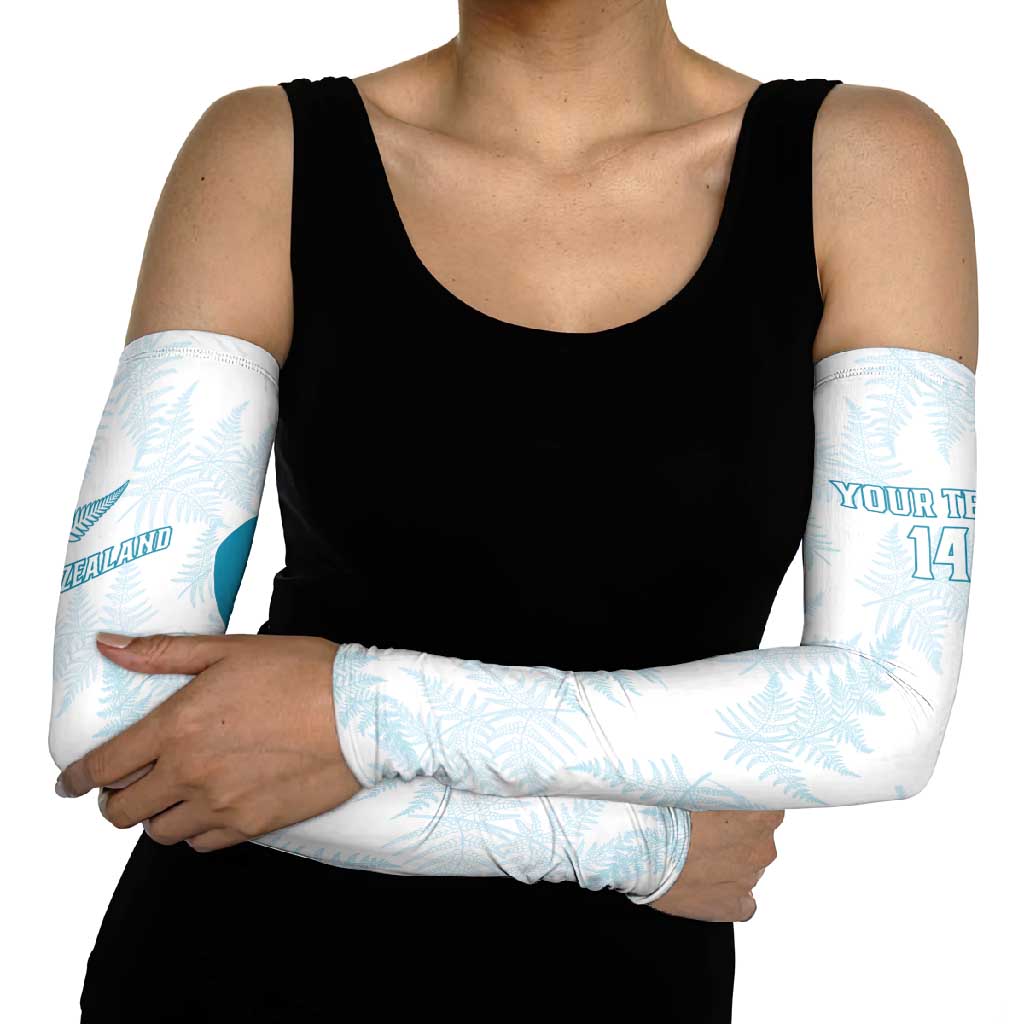 Custom New Zealand Silver Fern Football Arm Sleeves Come On All White LT14 - Polynesian Pride