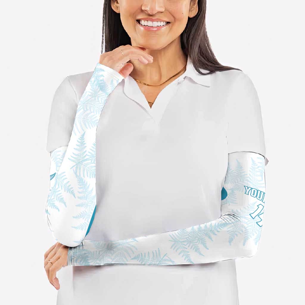Custom New Zealand Silver Fern Football Arm Sleeves Come On All White LT14 - Polynesian Pride