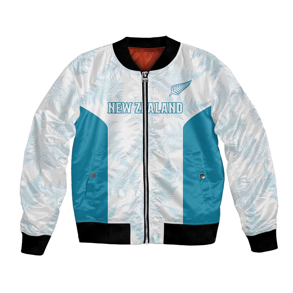 Custom New Zealand Silver Fern Football Bomber Jacket Come On All White
