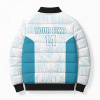 Custom New Zealand Silver Fern Football Bomber Puffer Jacket Come On All White - Polynesian Pride