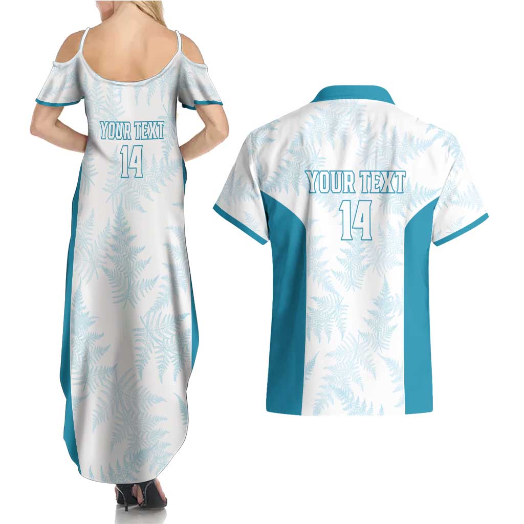 Custom New Zealand Silver Fern Football Couples Matching Summer Maxi Dress and Hawaiian Shirt Come On All White