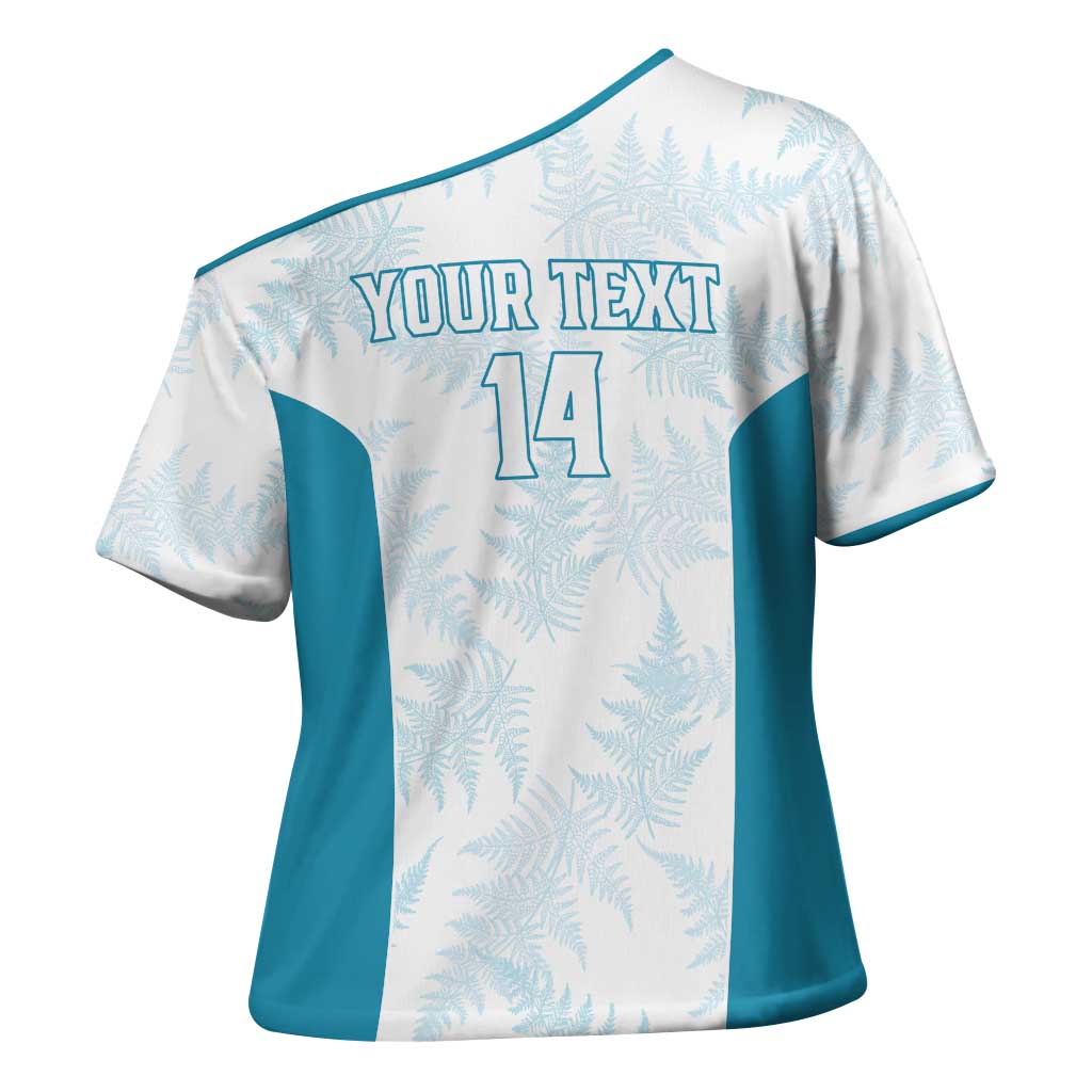 Custom New Zealand Silver Fern Football Cross Shoulder Shirt Come On All White - Polynesian Pride