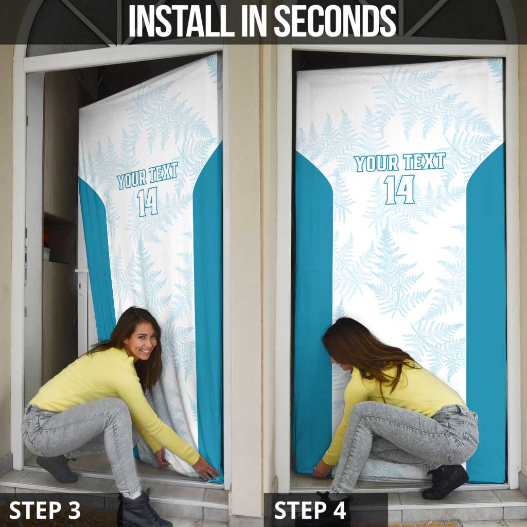 Custom New Zealand Silver Fern Football Door Cover Come On All White - Polynesian Pride