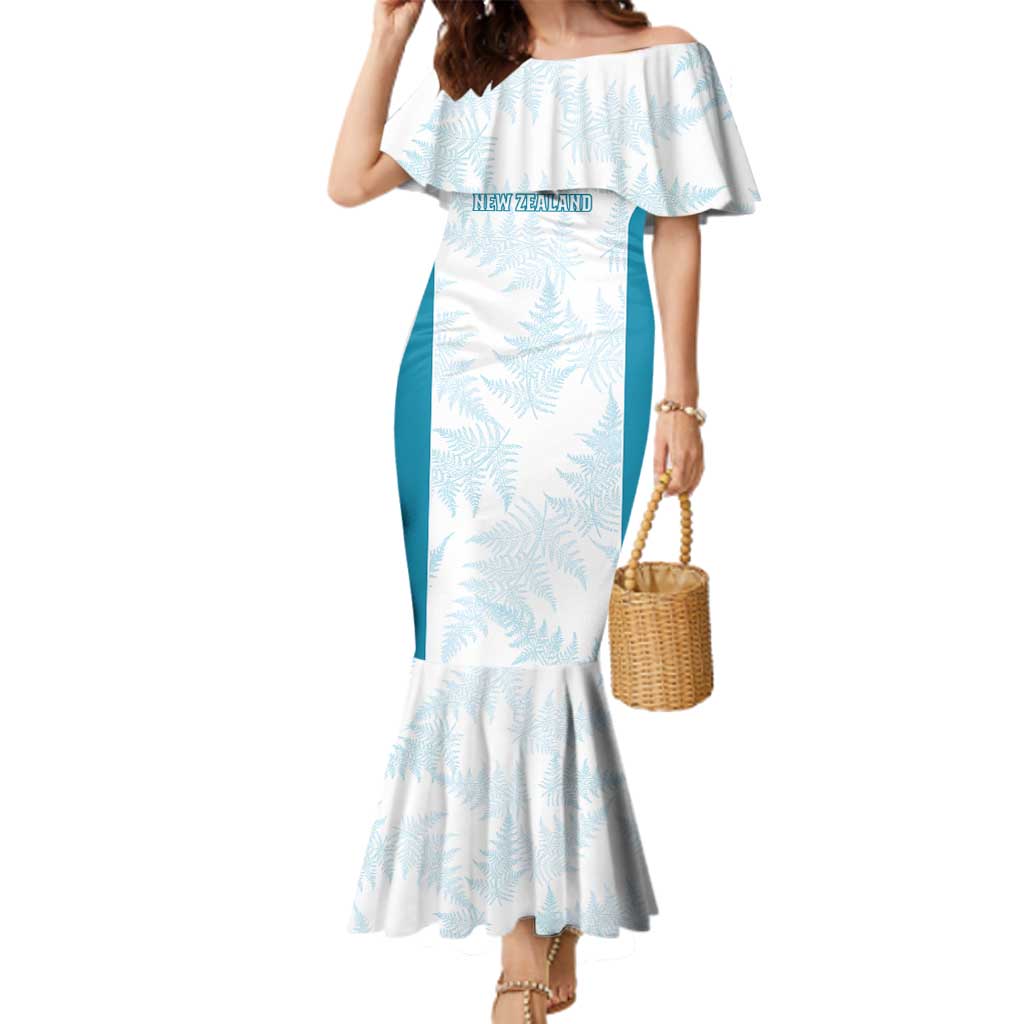Custom New Zealand Silver Fern Football Family Matching Mermaid Dress and Hawaiian Shirt Come On All White