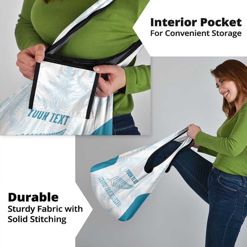 Custom New Zealand Silver Fern Football Grocery Bag Come On All White