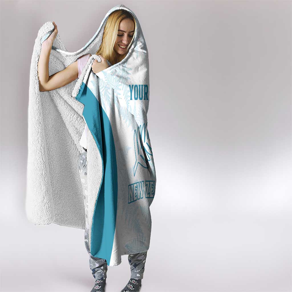 Custom New Zealand Silver Fern Football Hooded Blanket Come On All White