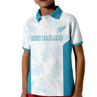 Custom New Zealand Silver Fern Football Kid Polo Shirt Come On All White