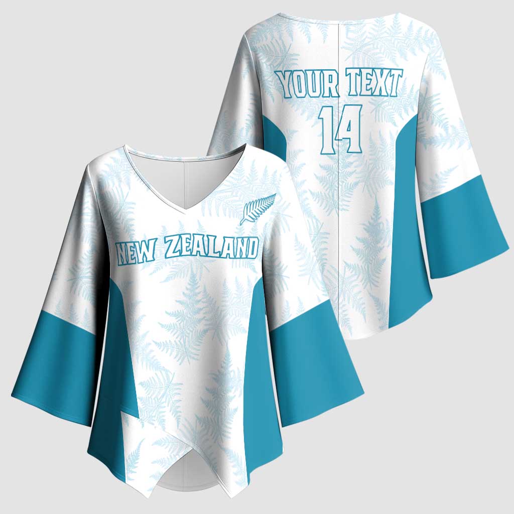 Custom New Zealand Silver Fern Football Kimono Sleeve Blouse Come On All White - Polynesian Pride
