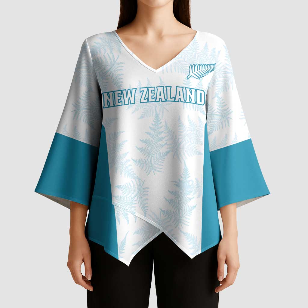 Custom New Zealand Silver Fern Football Kimono Sleeve Blouse Come On All White - Polynesian Pride