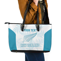 Custom New Zealand Silver Fern Football Leather Tote Bag Come On All White