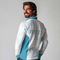 Custom New Zealand Silver Fern Football Long Sleeve Polo Shirt Come On All White