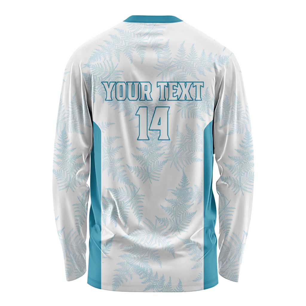 Custom New Zealand Silver Fern Football Long Sleeve Shirt Come On All White