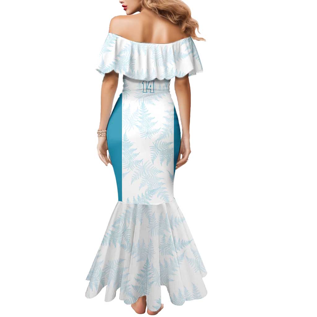 Custom New Zealand Silver Fern Football Mermaid Dress Come On All White