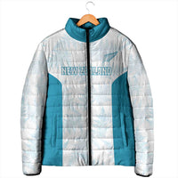 Custom New Zealand Silver Fern Football Padded Jacket Come On All White - Polynesian Pride