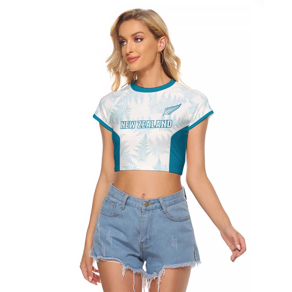 Custom New Zealand Silver Fern Football Raglan Cropped T Shirt Come On All White