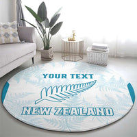 Custom New Zealand Silver Fern Football Round Carpet Come On All White