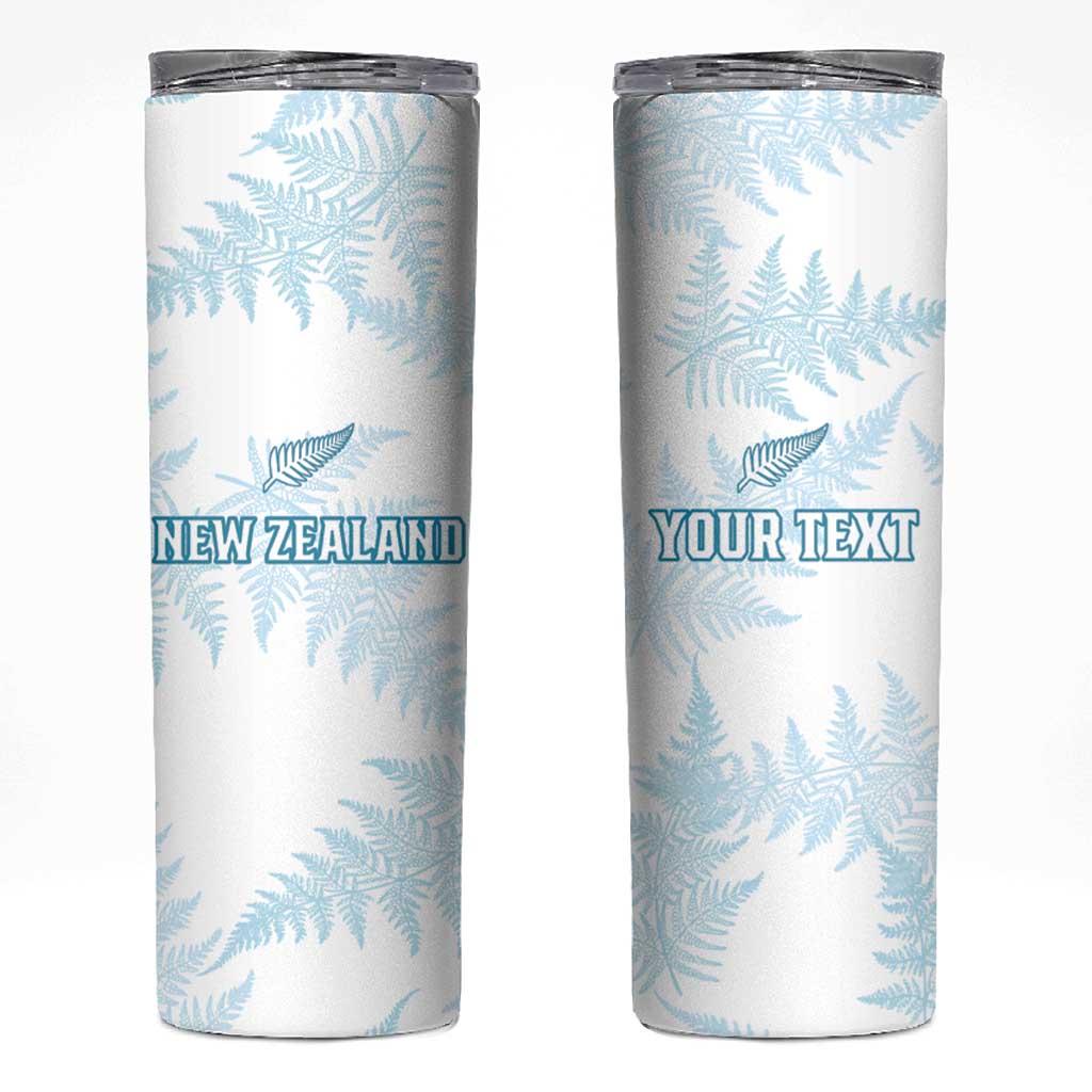 Custom New Zealand Silver Fern Football Skinny Tumbler Come On All White LT14 White - Polynesian Pride