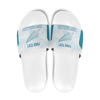 Custom New Zealand Silver Fern Football Slide Sandals Come On All White LT14 White - Polynesian Pride