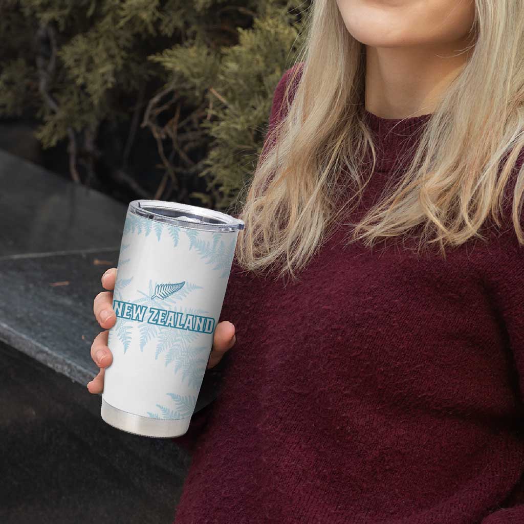 Custom New Zealand Silver Fern Football Tumbler Cup Come On All White LT14 - Polynesian Pride