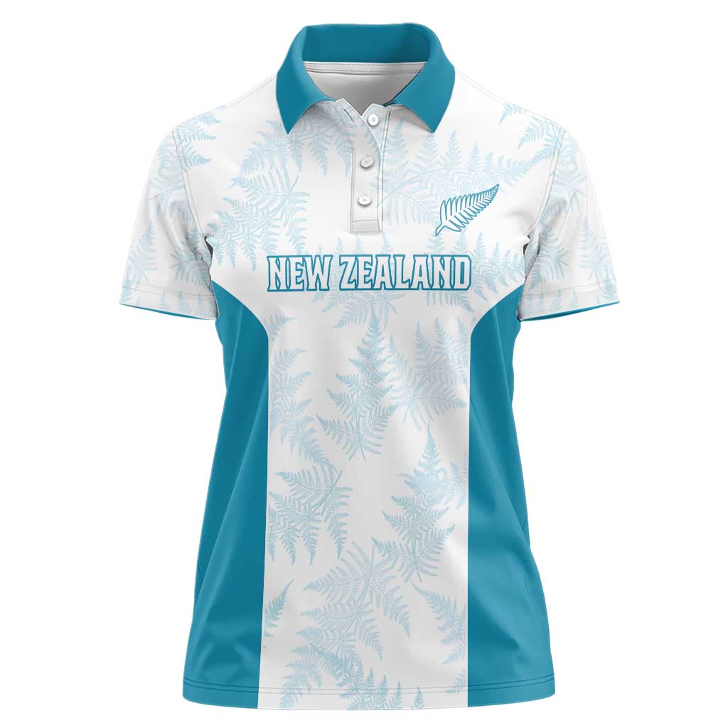Custom New Zealand Silver Fern Football Women Polo Shirt Come On All White