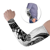 Custom Aotearoa Football Arm Sleeves NZ Maori Tiki Go Champions LT14 Set of 2 White - Polynesian Pride