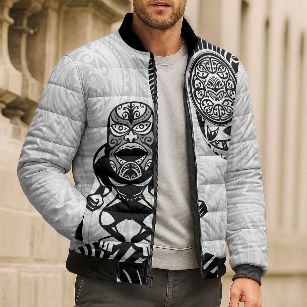 Custom Aotearoa Football Bomber Puffer Jacket NZ Maori Tiki Go Champions - Polynesian Pride