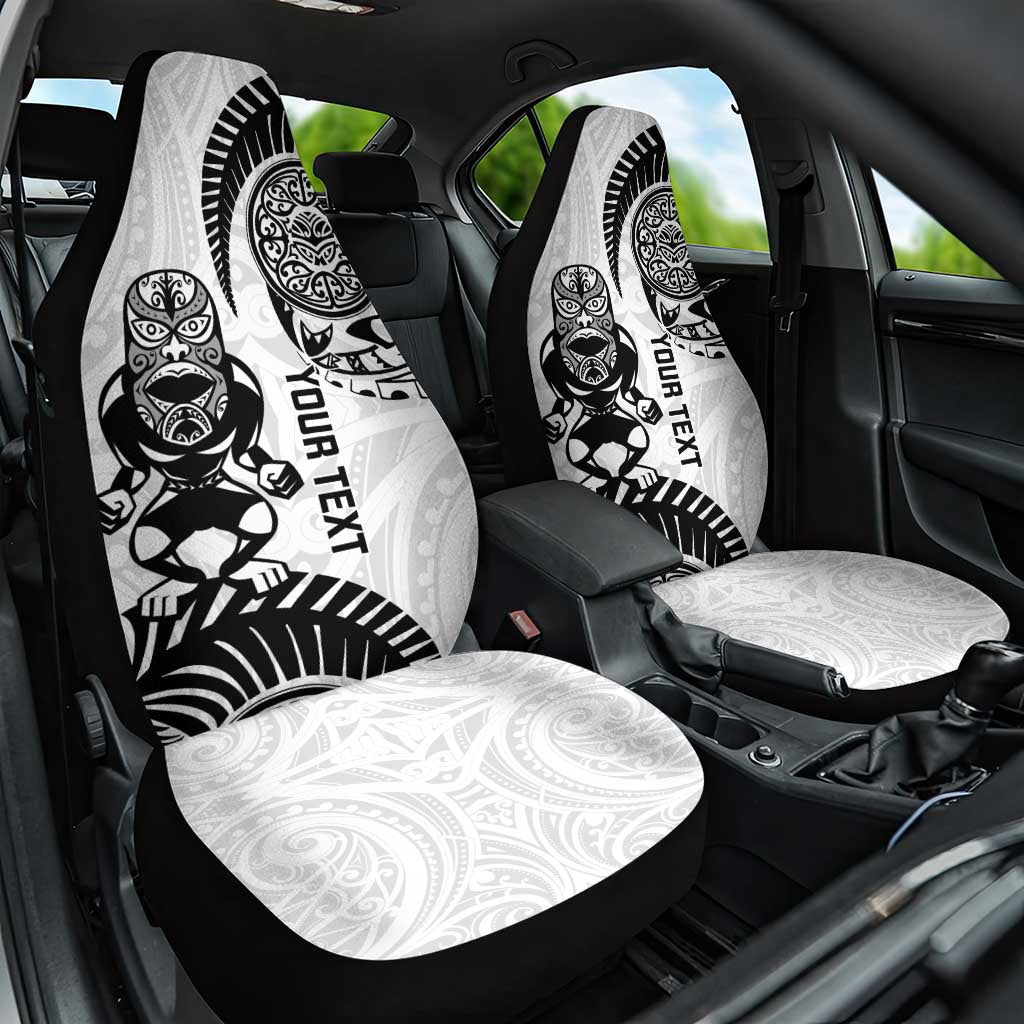 Custom Aotearoa Football Car Seat Cover NZ Maori Tiki Go Champions LT14 One Size White - Polynesian Pride