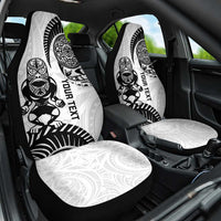 Custom Aotearoa Football Car Seat Cover NZ Maori Tiki Go Champions LT14 One Size White - Polynesian Pride