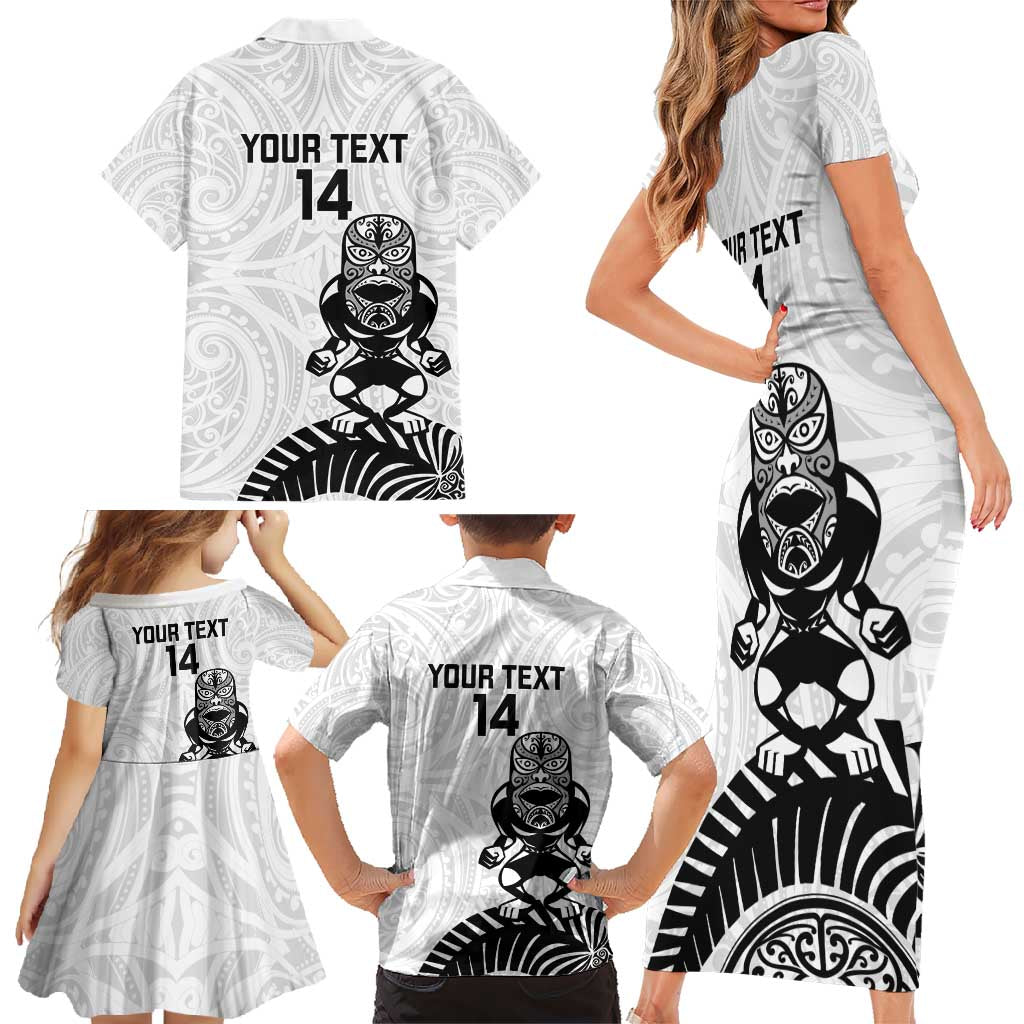 Custom Aotearoa Football Family Matching Short Sleeve Bodycon Dress and Hawaiian Shirt NZ Maori Tiki Go Champions