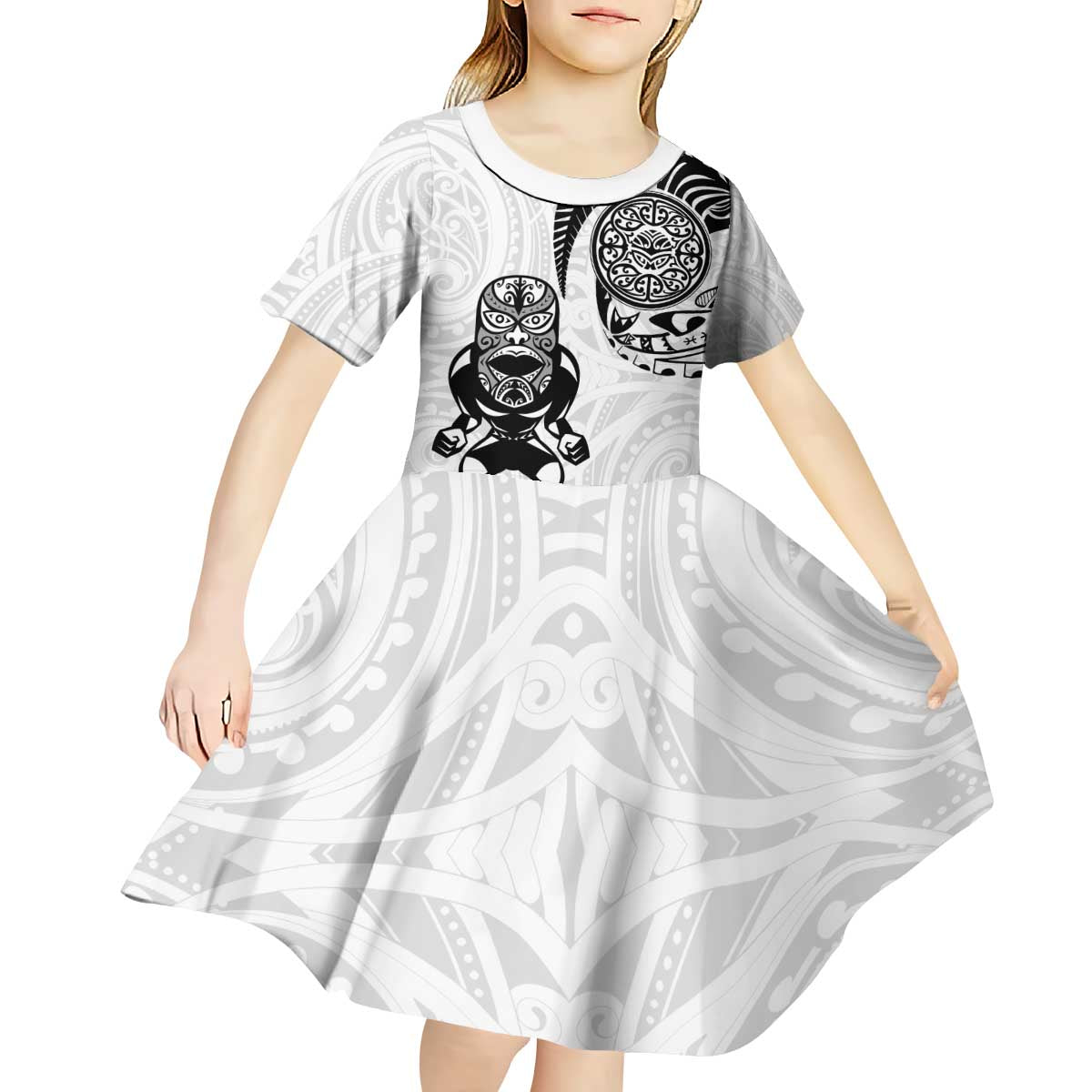 Custom Aotearoa Football Kid Short Sleeve Dress NZ Maori Tiki Go Champions