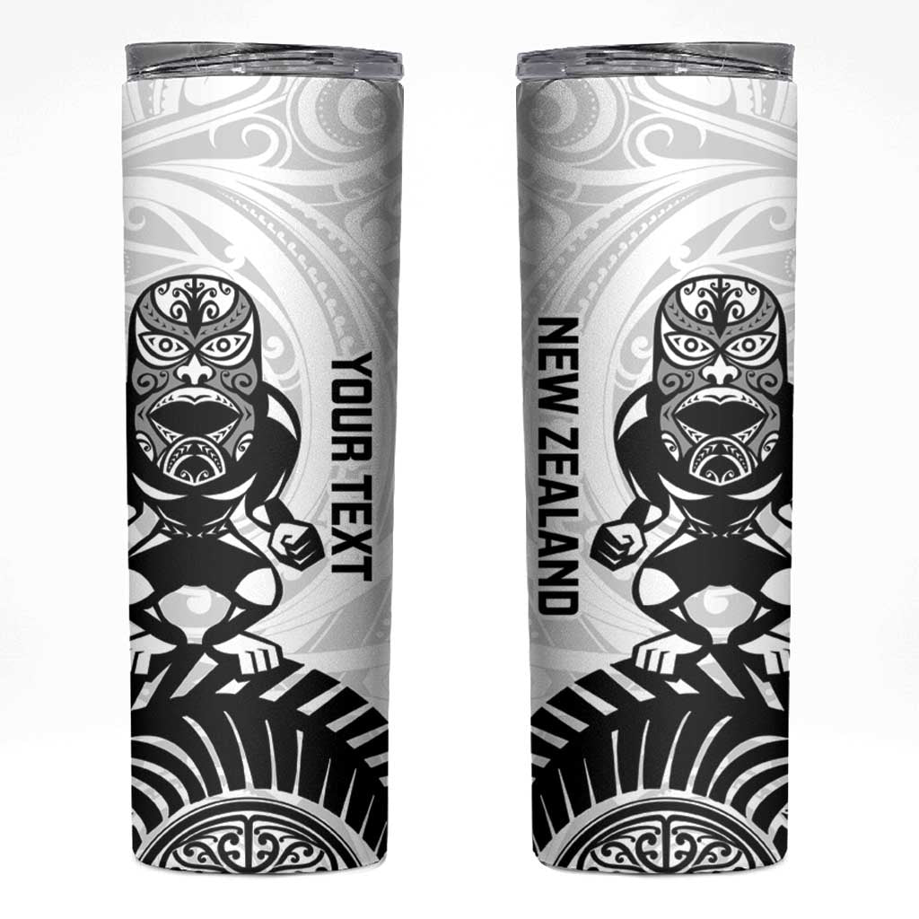 Custom Aotearoa Football Skinny Tumbler NZ Maori Tiki Go Champions LT14 White - Polynesian Pride