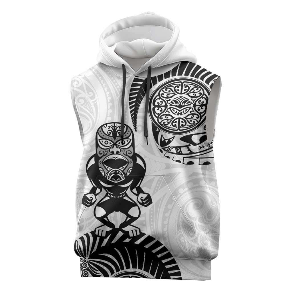 Custom Aotearoa Football Sleeveless Hoodie NZ Maori Tiki Go Champions LT14 White - Polynesian Pride