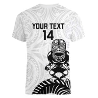 Custom Aotearoa Football Women V-Neck T-Shirt NZ Maori Tiki Go Champions LT14 - Polynesian Pride
