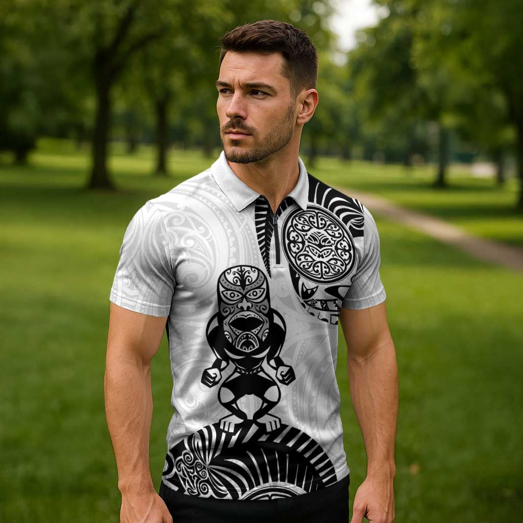 Custom Aotearoa Football Zipper Polo Shirt NZ Maori Tiki Go Champions - Polynesian Pride
