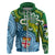 Australia and Fiji Hoodie Aboriginal Mix Fijian Tapa Unique Style LT14 Zip Hoodie Green - Polynesian Pride