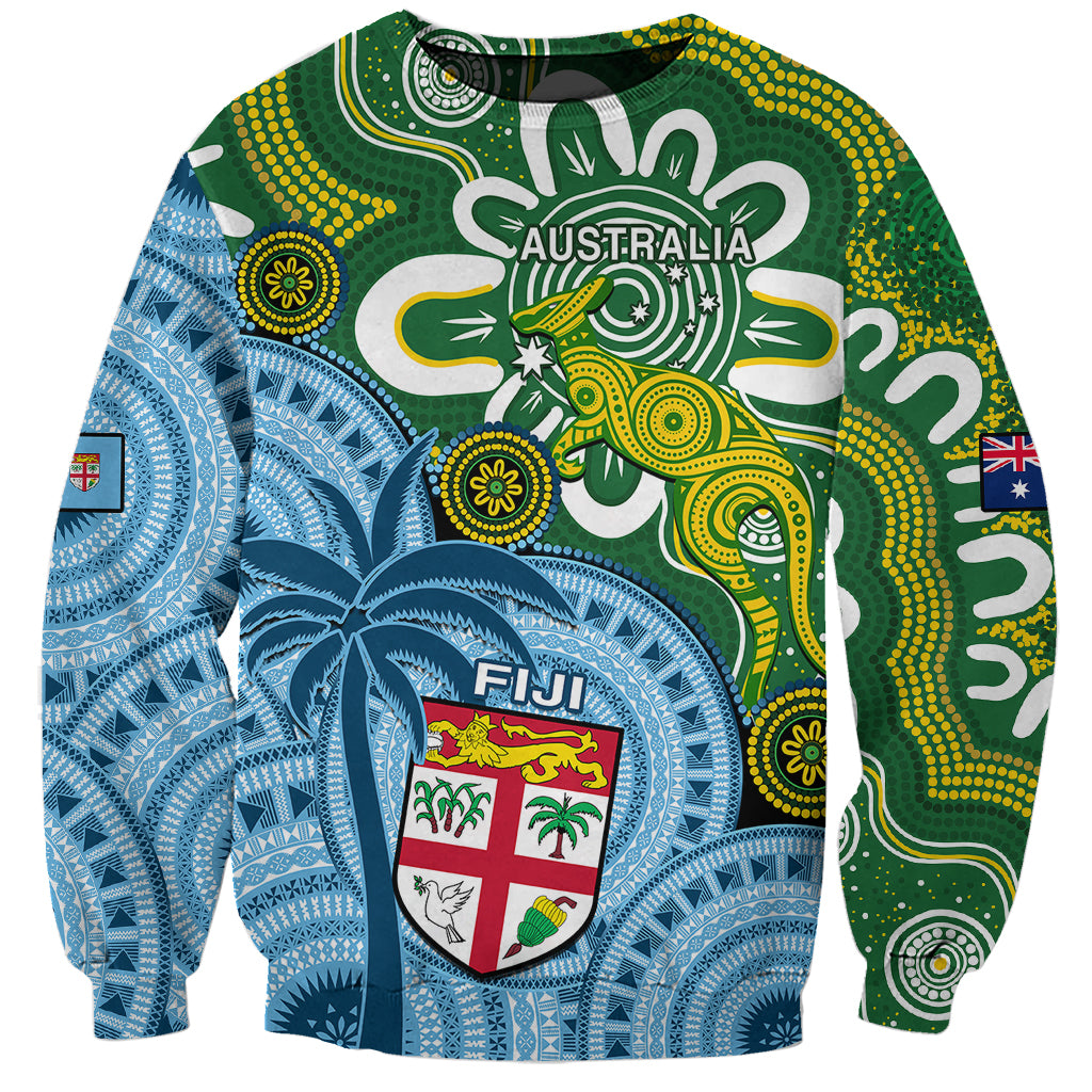 Australia And Fiji Sweatshirt Aboriginal Mix Fijian Tapa Unique Style LT14 Unisex Green - Polynesian Pride