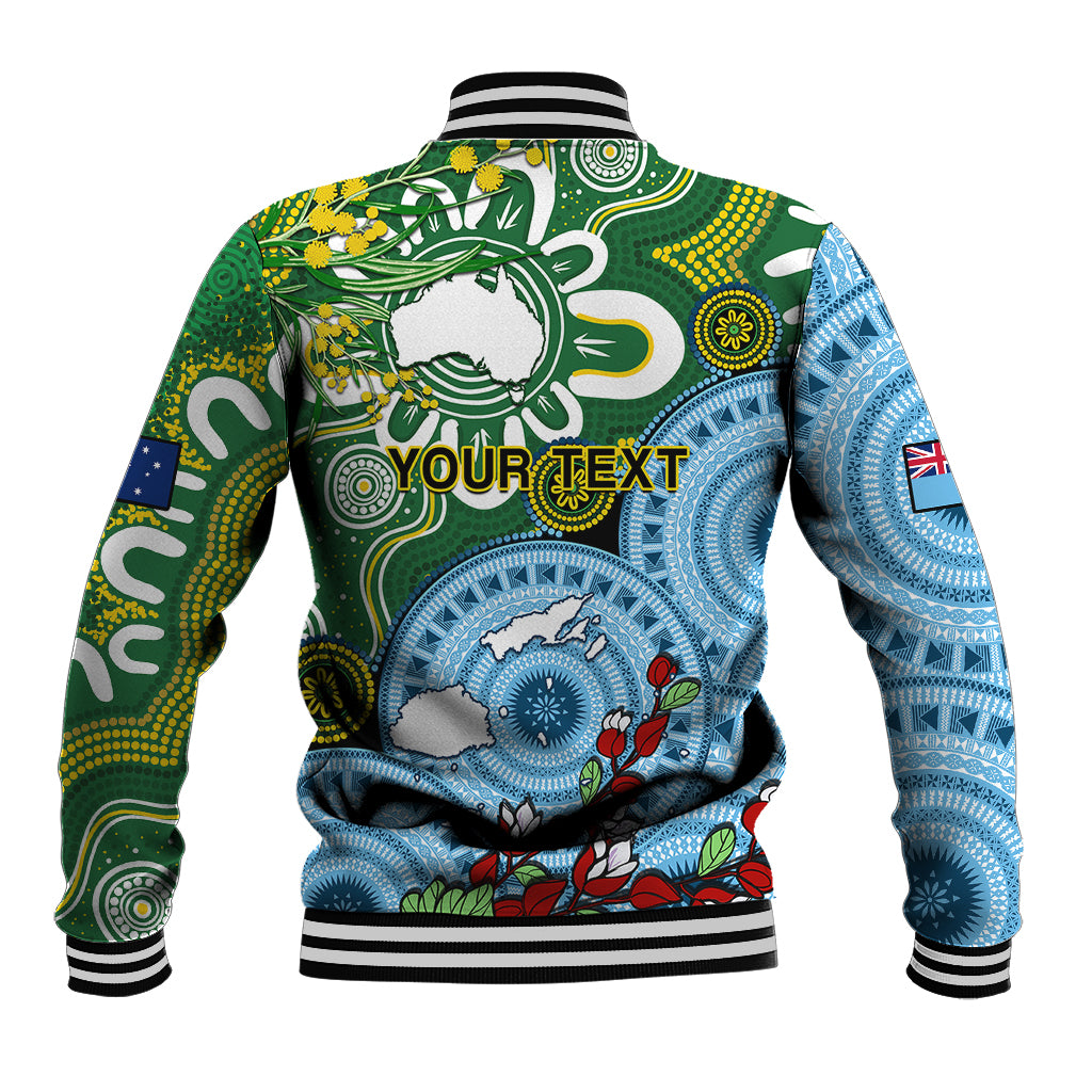 Personalised Australia And Fiji Baseball Jacket Aboriginal Mix Fijian Tapa Unique Style LT14 - Polynesian Pride