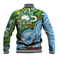 Personalised Australia And Fiji Baseball Jacket Aboriginal Mix Fijian Tapa Unique Style LT14 - Polynesian Pride