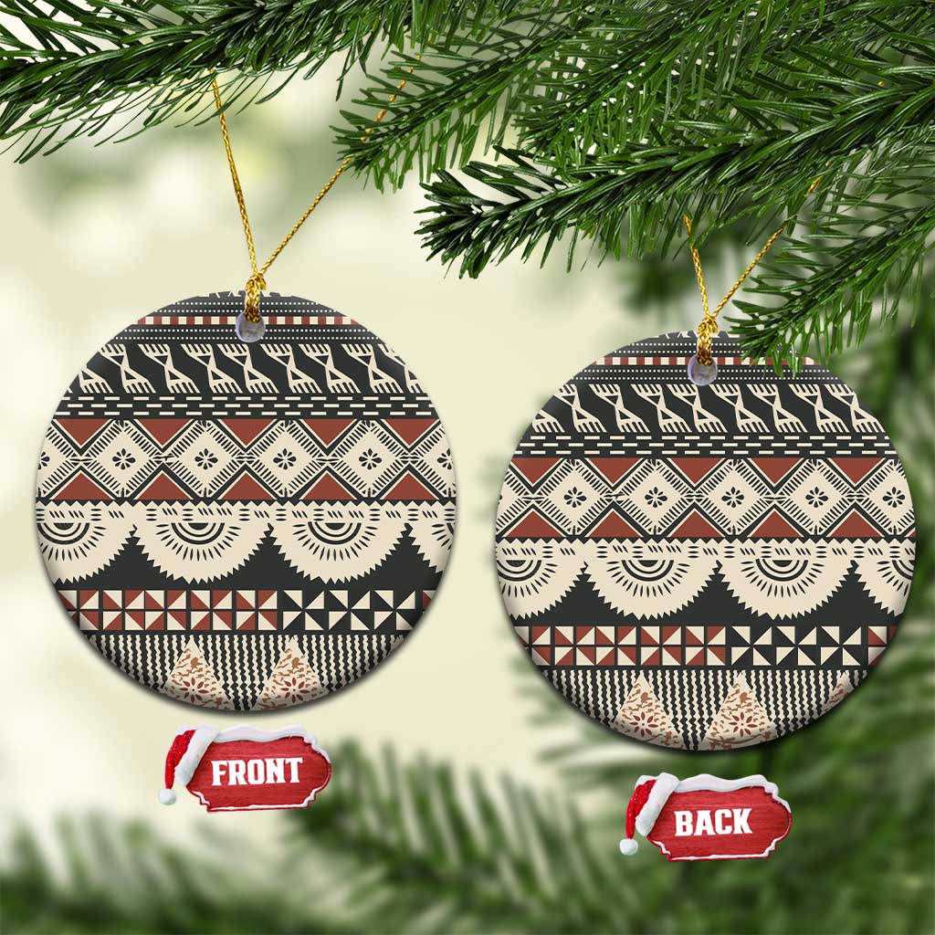 Vintage Bula Fiji Masi Ceramic Ornament Fijian Tapa Cloth - Polynesian Pride
