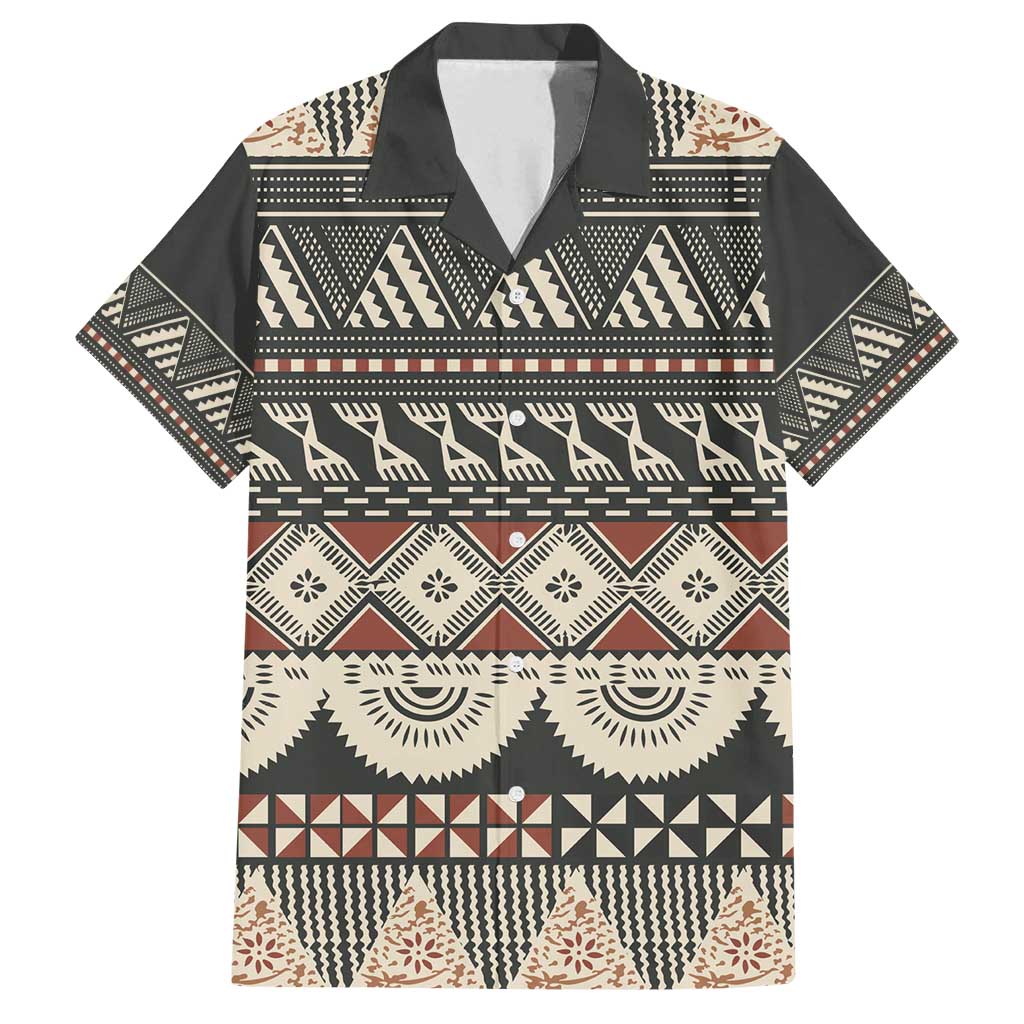 Vintage Bula Fiji Masi Family Matching Summer Maxi Dress and Hawaiian Shirt Fijian Tapa Cloth - Polynesian Pride