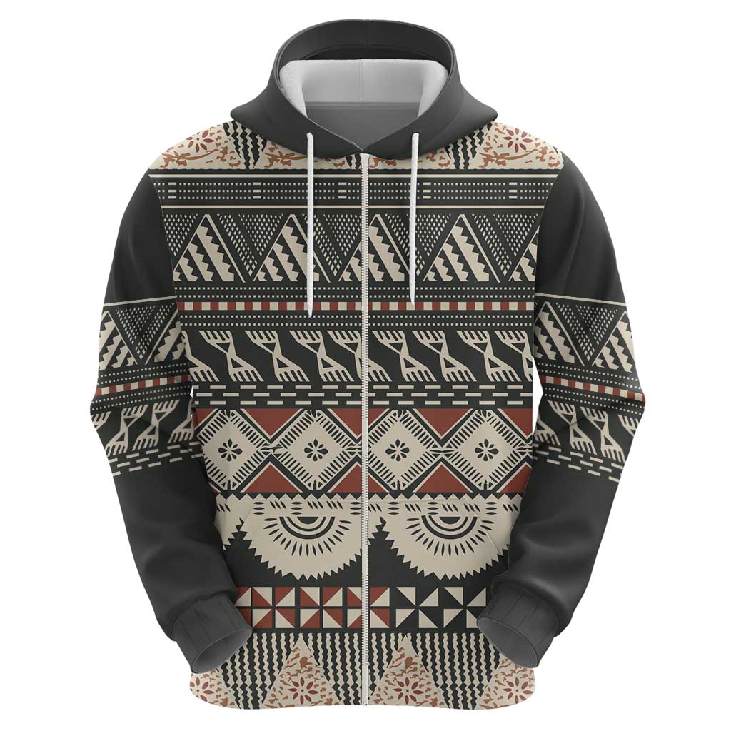 Vintage Bula Fiji Masi Hoodie Fijian Tapa Cloth LT14 - Polynesian Pride