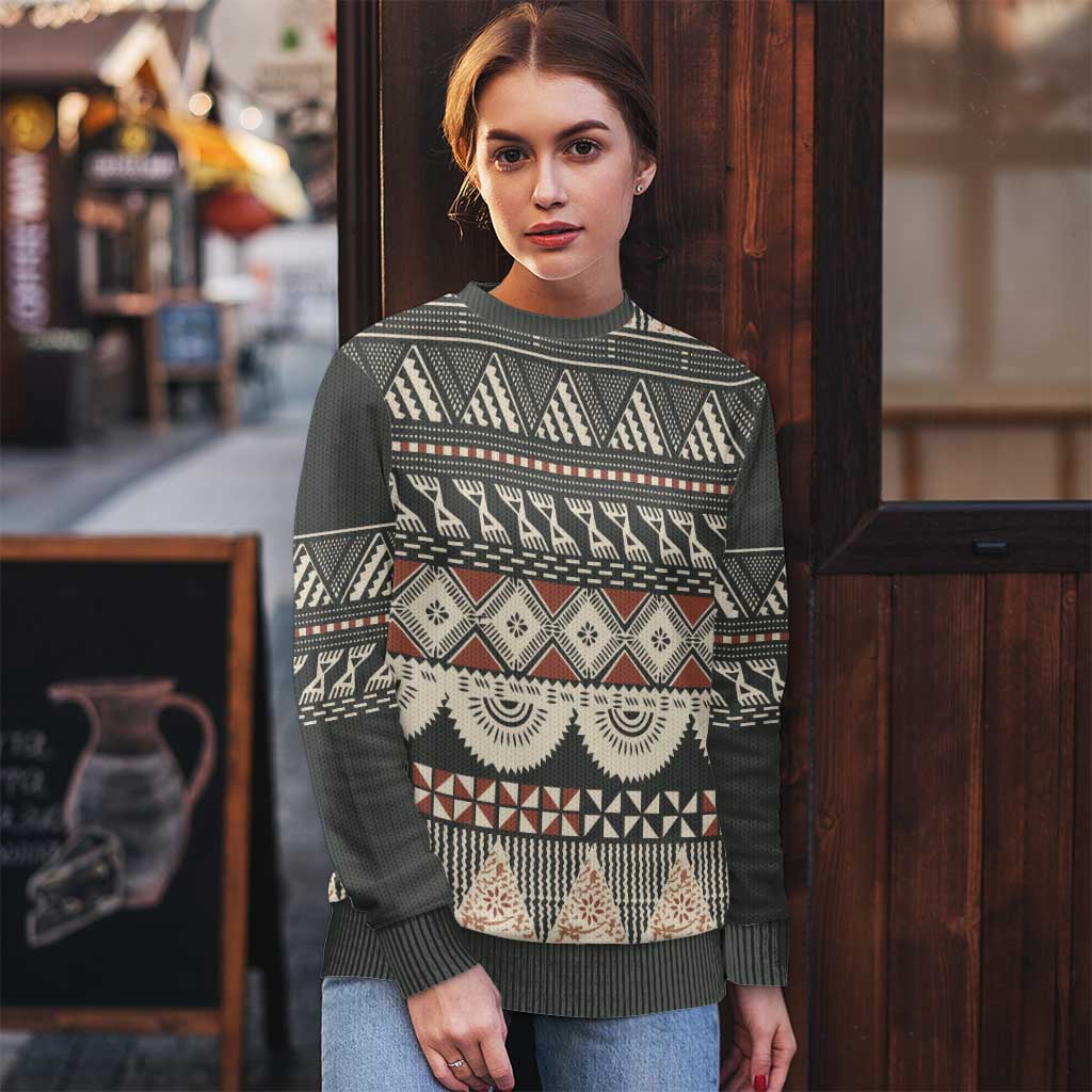 Vintage Bula Fiji Masi Ugly Christmas Sweater Fijian Tapa Cloth - Polynesian Pride